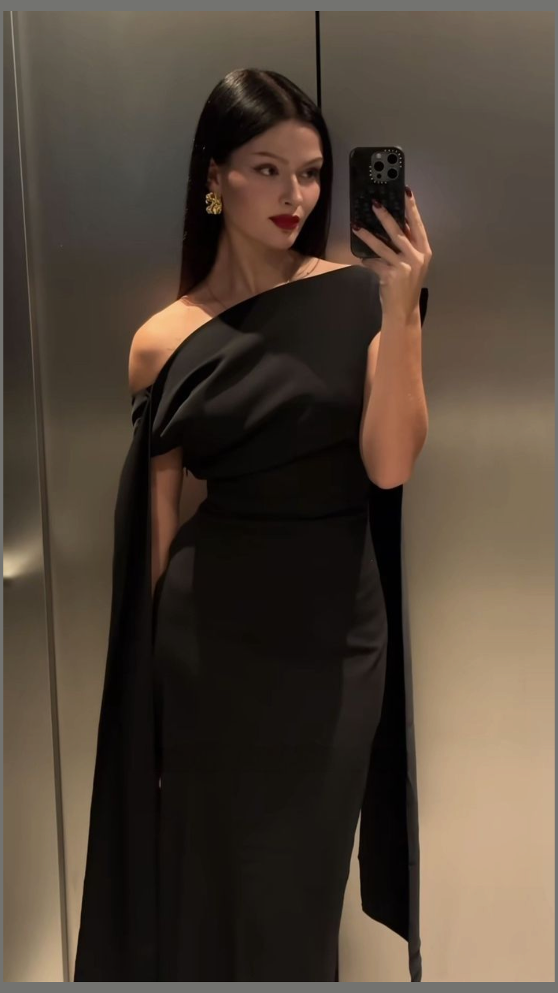 Black Sheath Long Dress Muse Drape Maxi Dress J8787