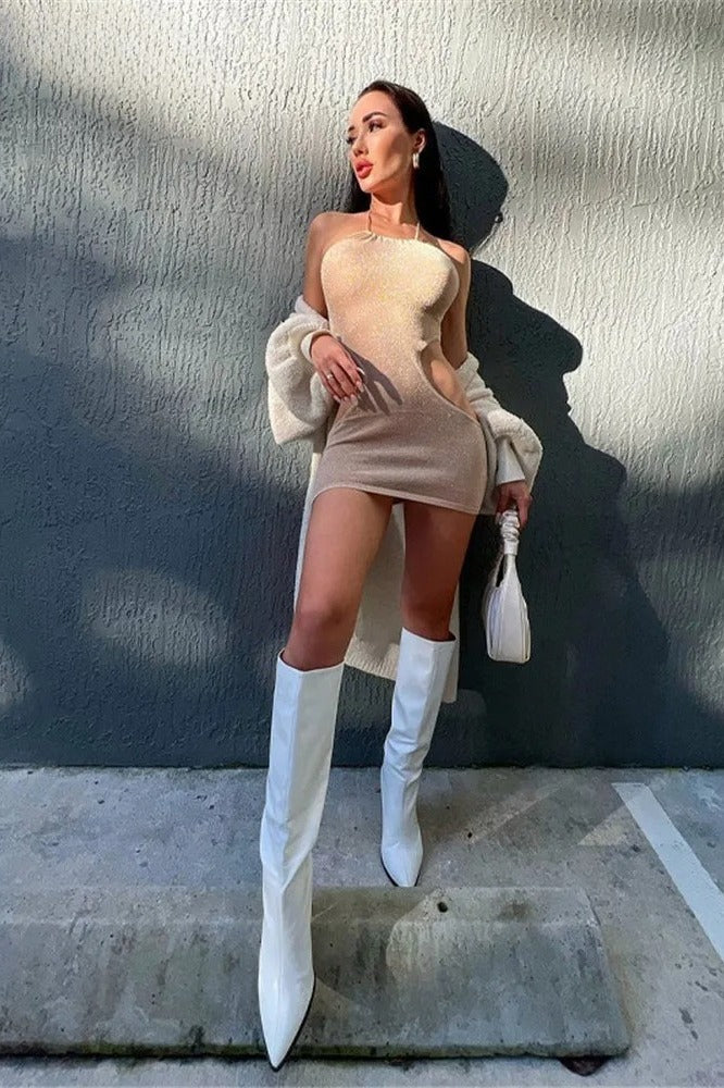 Backless Hollow Out Mini Dress - View 4 | FashionDia