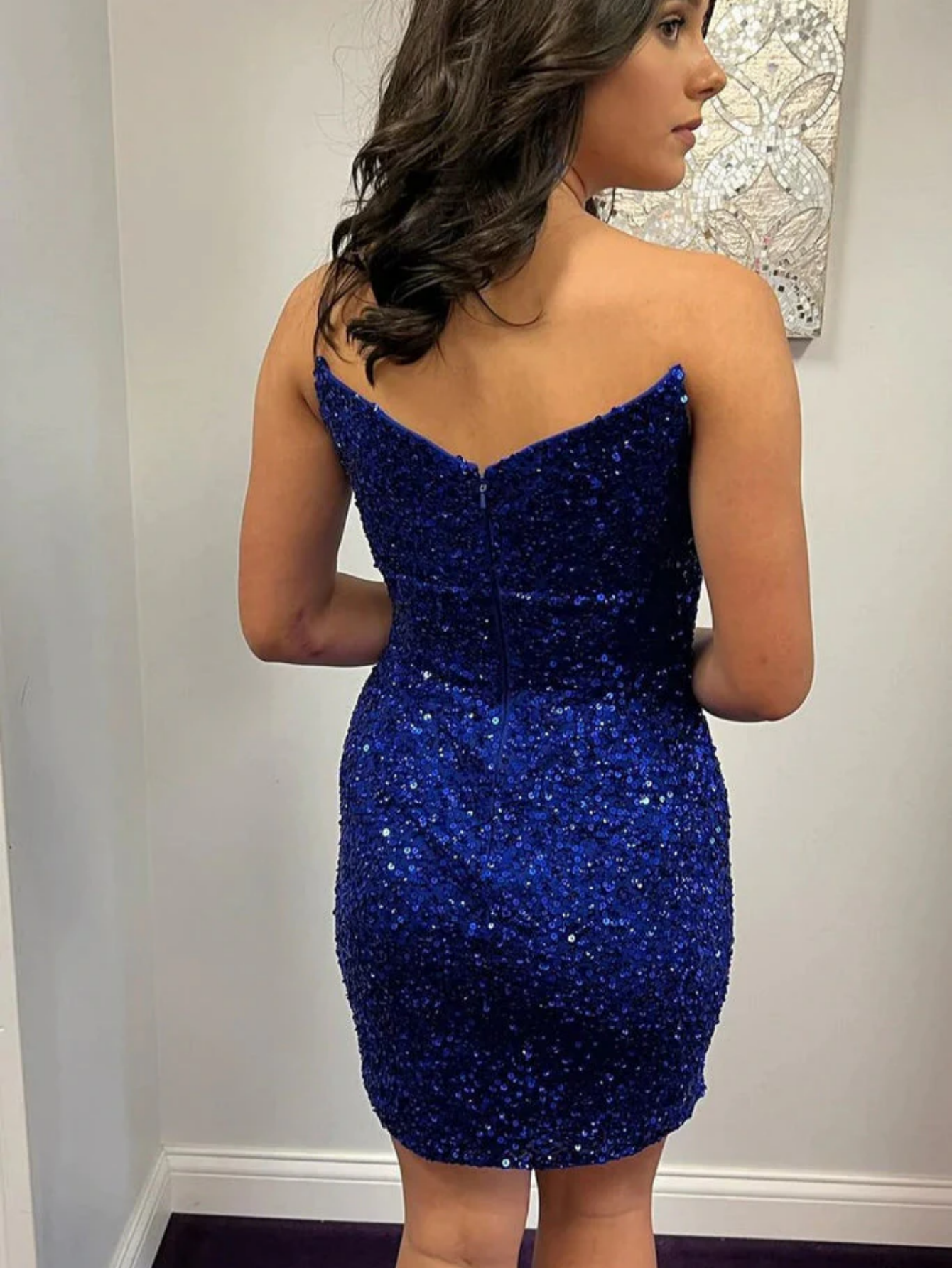 Royal Blue V Neck Short Homecoming Dress - Fashionpara