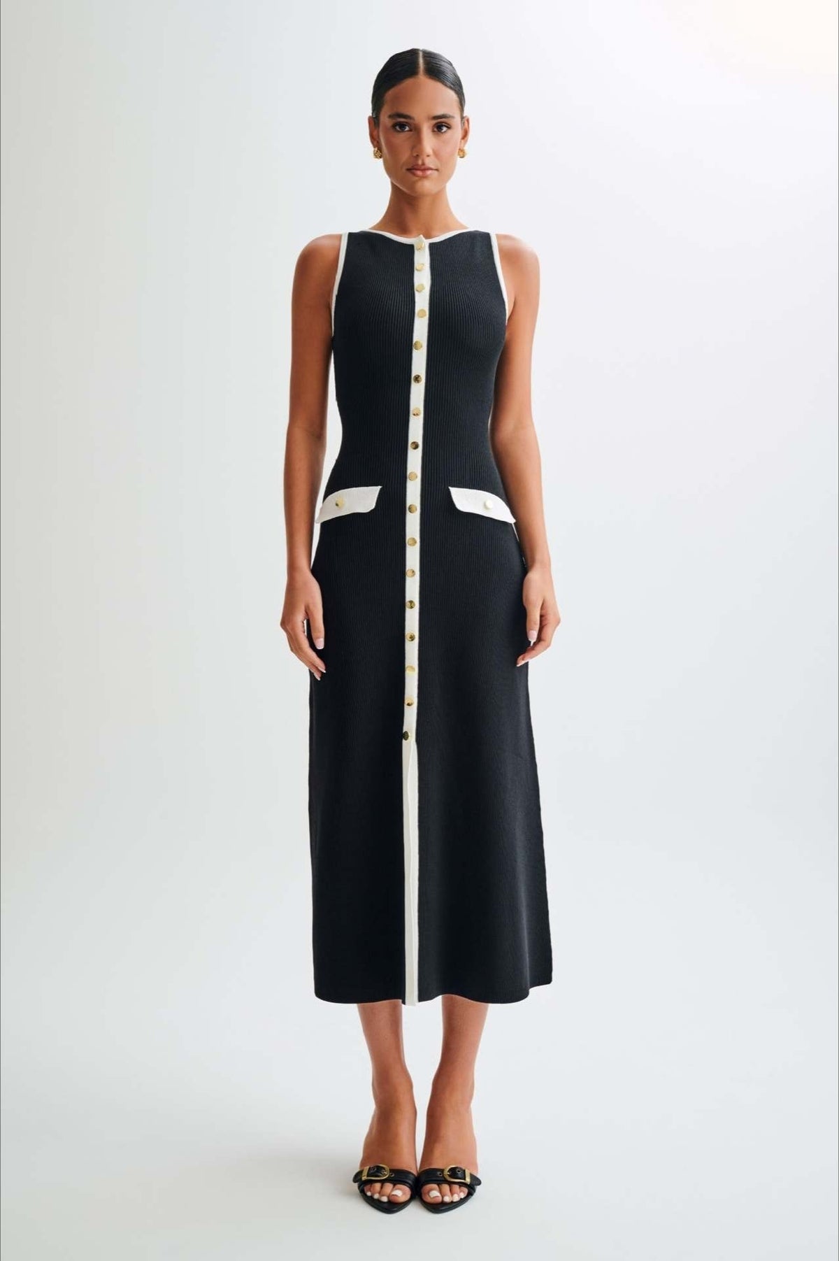 Fashion Buttoned Knit Work Dress - View 9 | VelvetHem