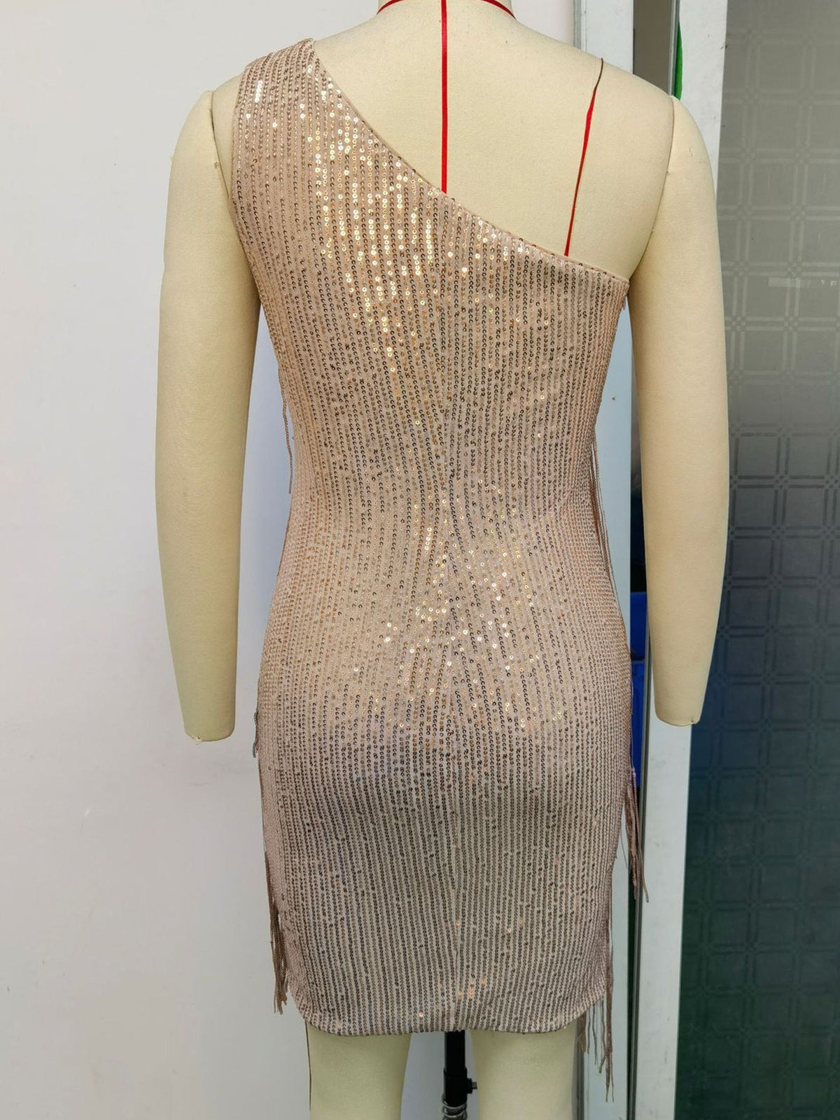 Shoulder Tassel Stitching Sequ Dress Evening Dress - View 7 | VelvetHem