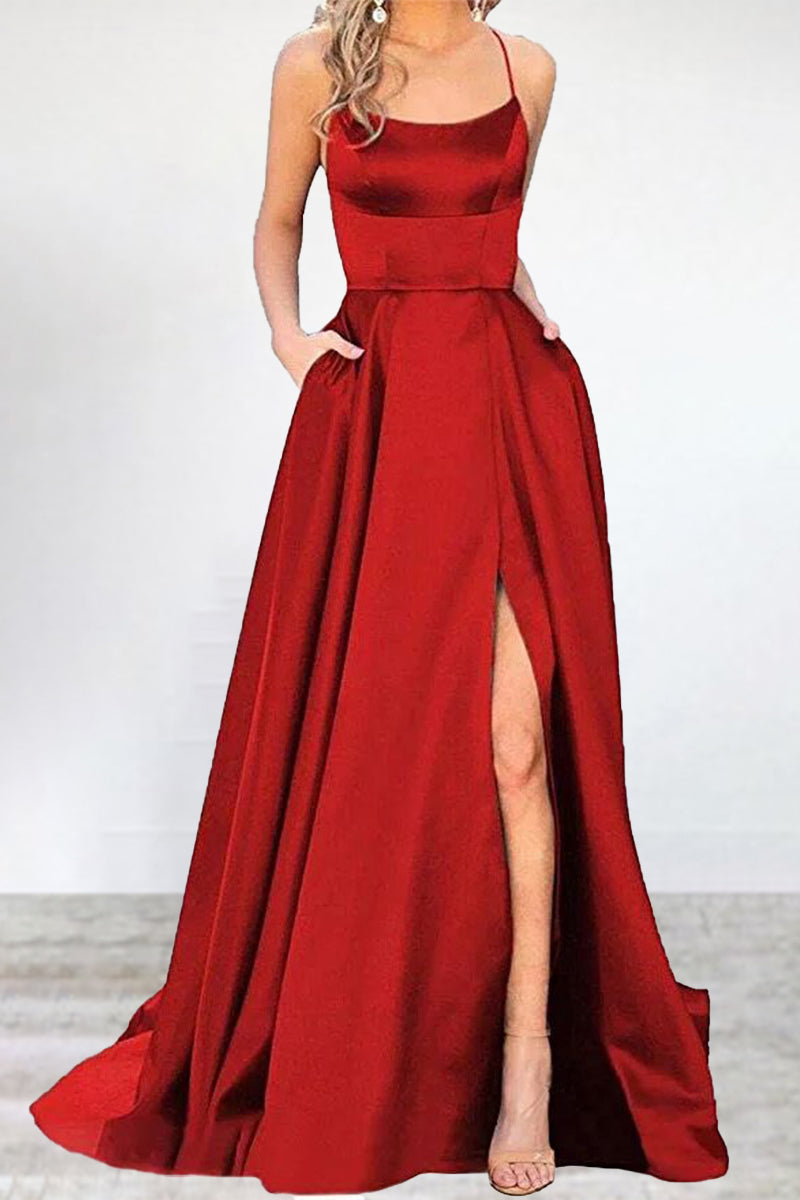 Sexy Formal Solid High Opening U Neck Evening Dress Dresses - View 9 | VelvetHem