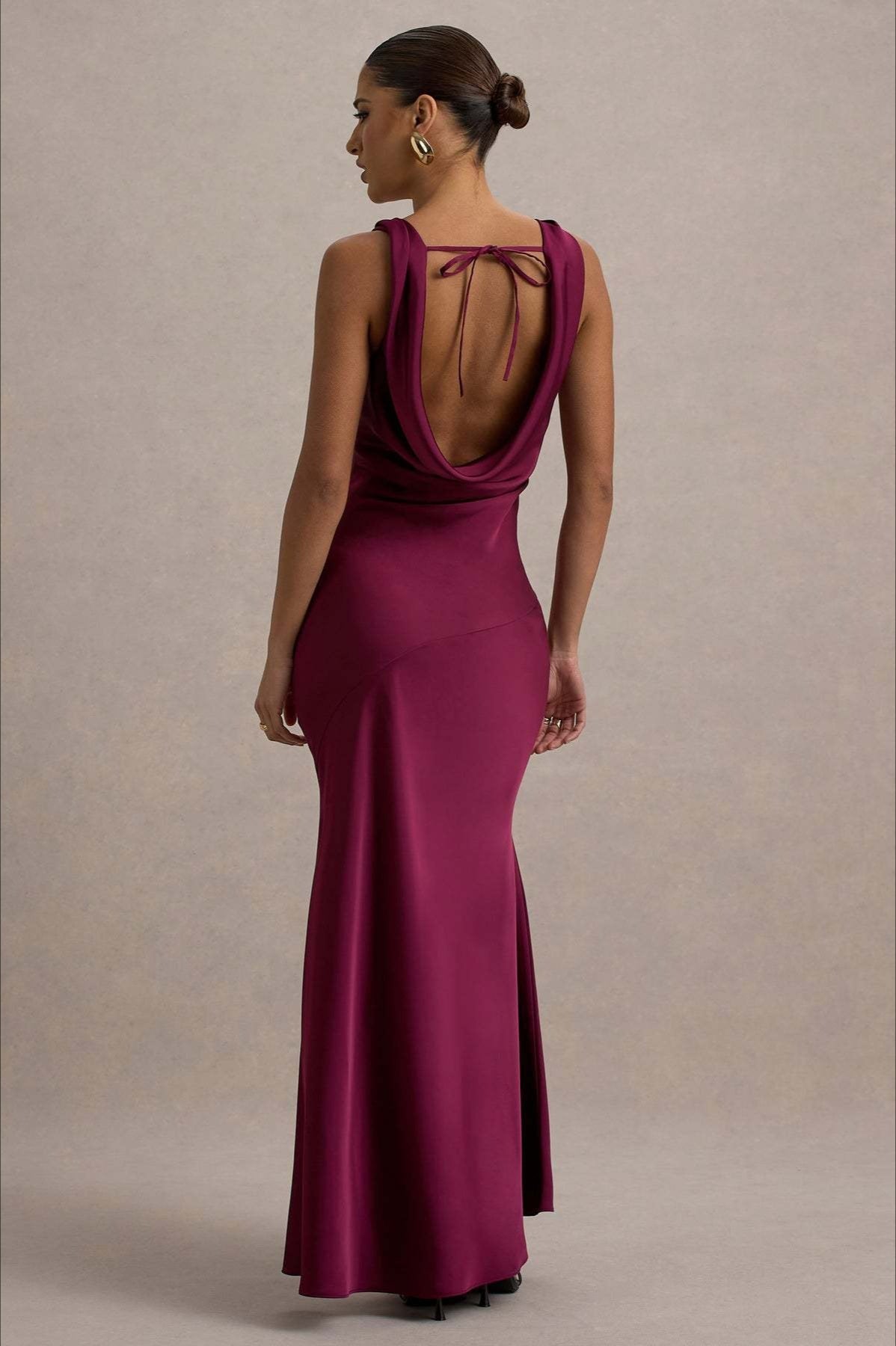 Satin Cowl Neck Dress with Tailored Everyday Styling Boutique Fashion Style