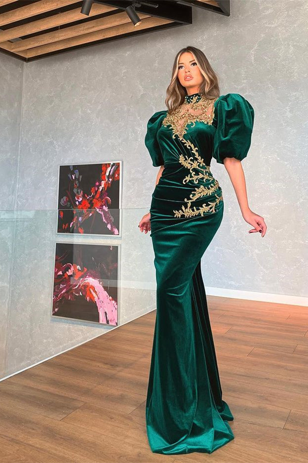 Dark Green One-Shoulder Overskirt Prom Dress Slit Online