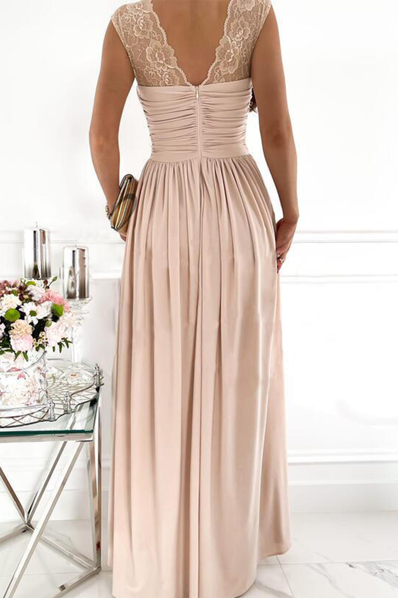 Casual Solid Slit V Neck Evening Dress Dresses(3 Colors) - View 6 | VelvetHem