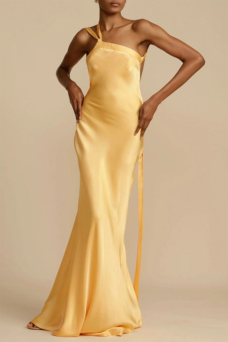 Elegant Formal Solid Backless Oblique Collar Evening Dress Dresses - View 3 | VelvetHem