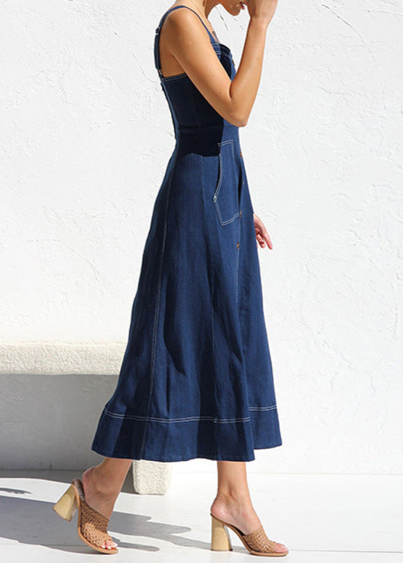 Santorini Indigo Denim Button Down Midi Dress