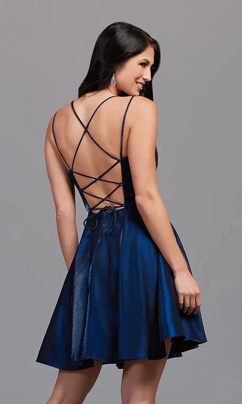 Short Shimmer Homecoming Dress with Pockets (ZD11627)