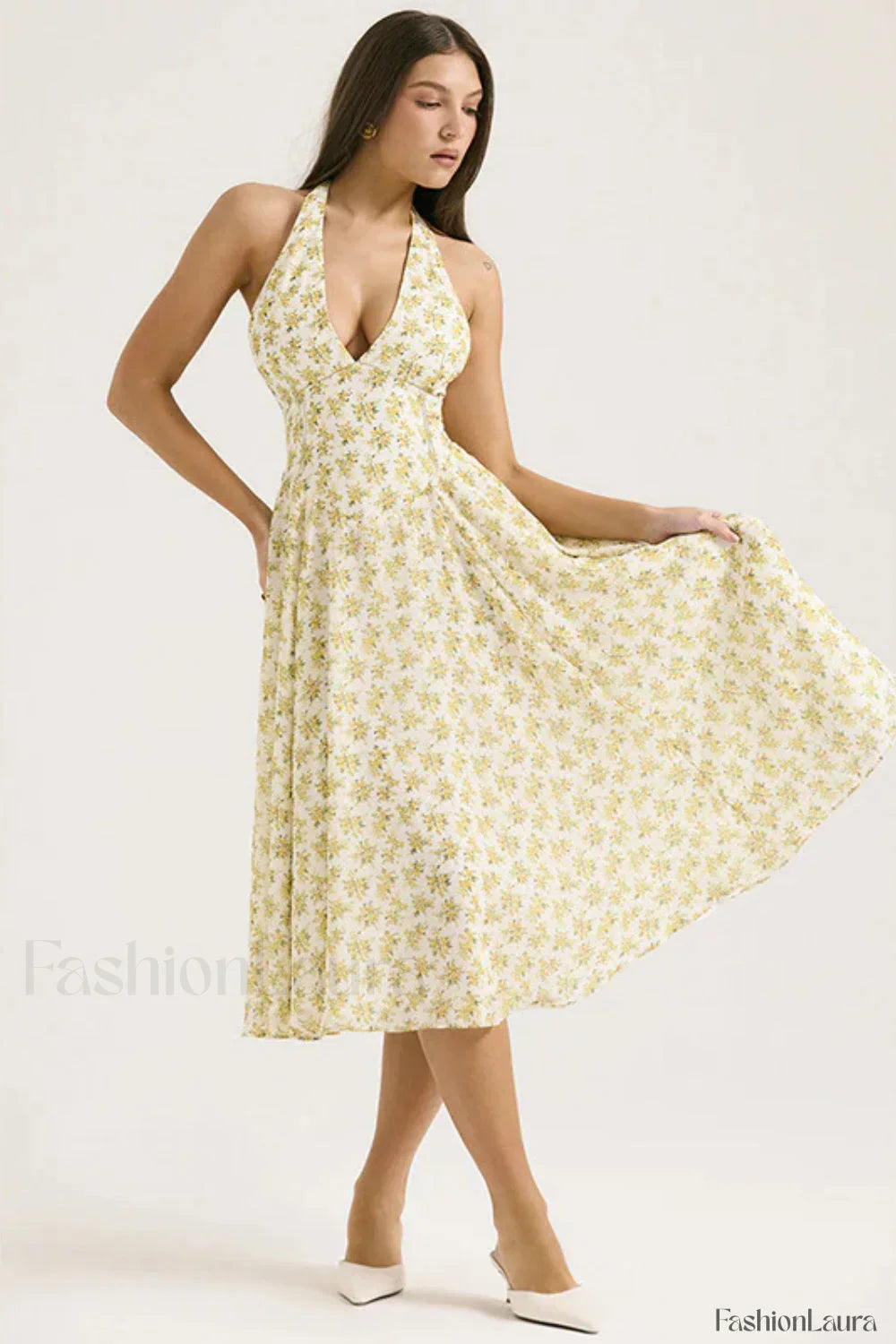 Deep V Neck Dress with Relaxed Fit and Seasonal Wardrobe Essential