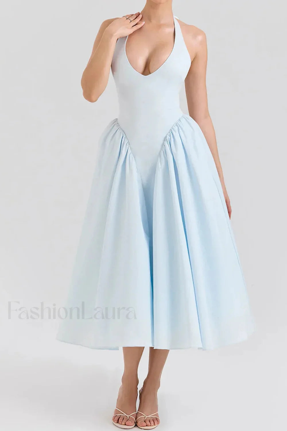 Deep V Neck Dress with Relaxed Fit and Everyday Wear Boutique Fashion Style