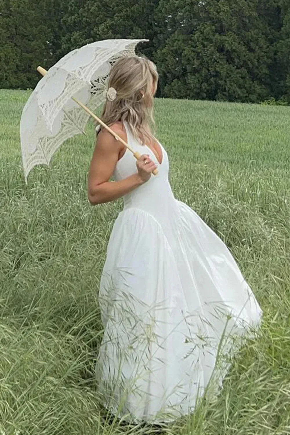 Deep V Neck Dress with Relaxed Fit and Everyday Wear Boutique Fashion Style