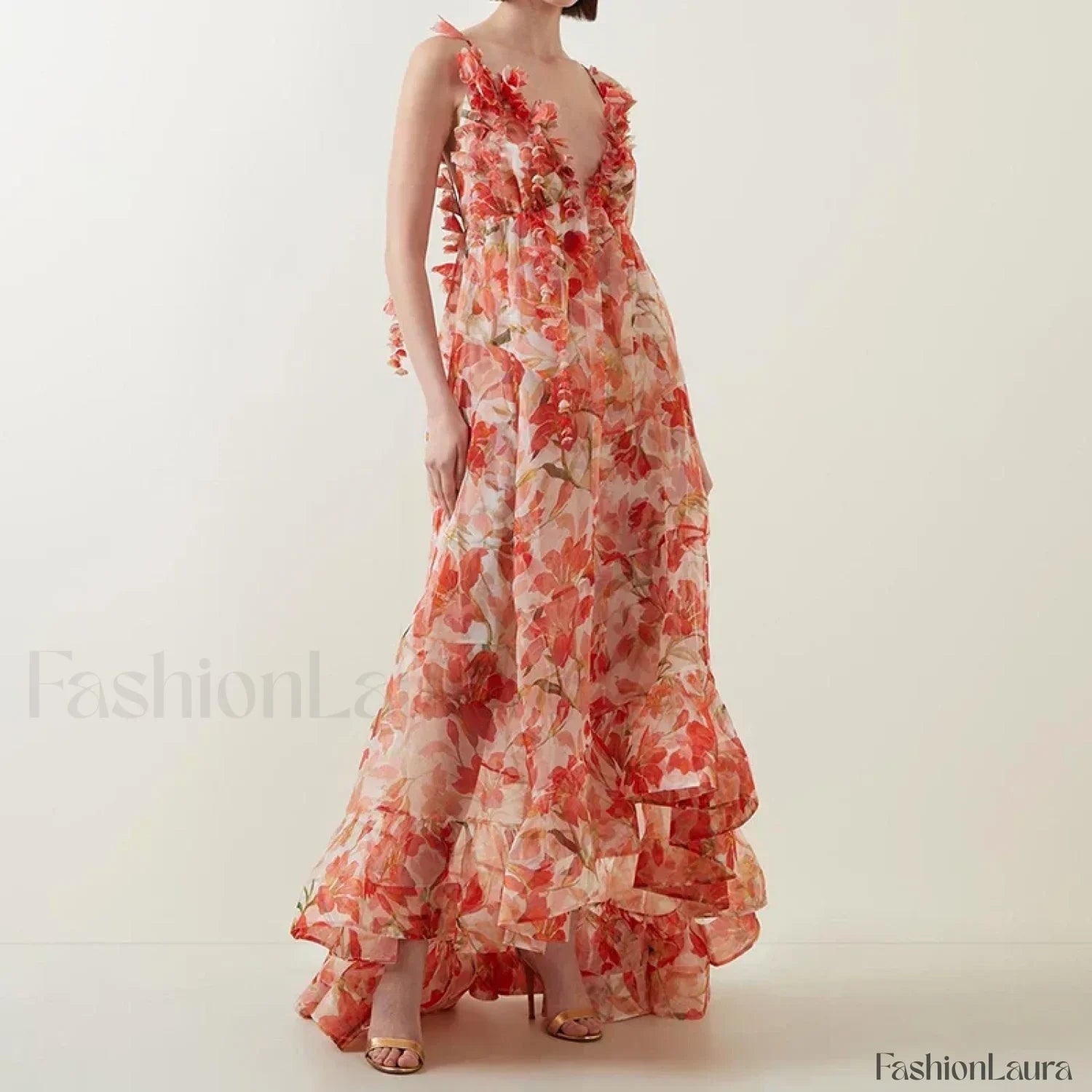 Deep V Ruffle Tailored Dress for Streetwear Style Boutique Fashion Style