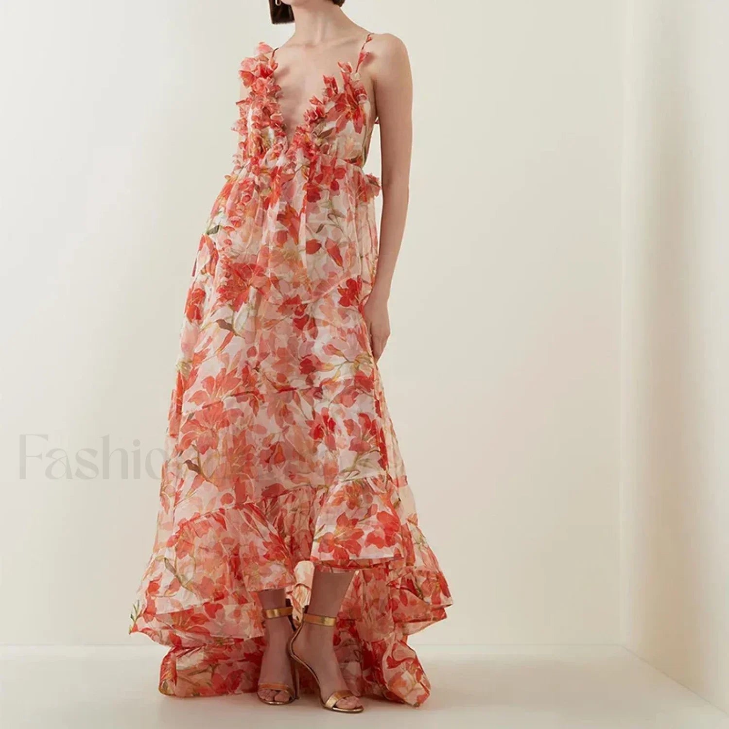Deep V Ruffle Tailored Dress for Streetwear Style Boutique Fashion Style