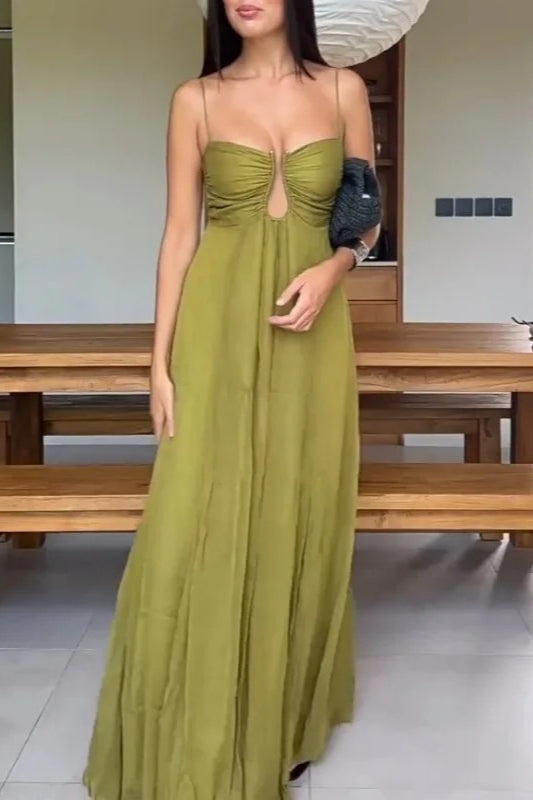 Hollow Out Spaghetti Maxi Dress - View 2 | FashionDia