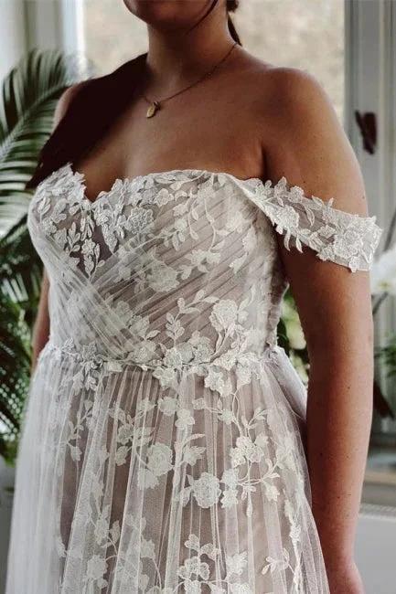 Designer A-line Off-the-shoulder Sleeveless Wedding Dresses With Lace (ZD14922)