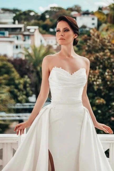 Designer A-line Satin Sleeveless Wedding Dresses With Lace (ZD14496) - View 3 | VelvetHem