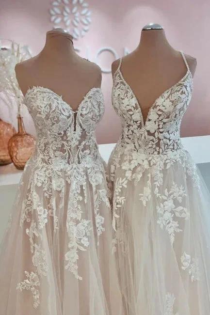 Designer Elegant A-Line Sweetheart Wedding Dresses With Lace (ZD16587)