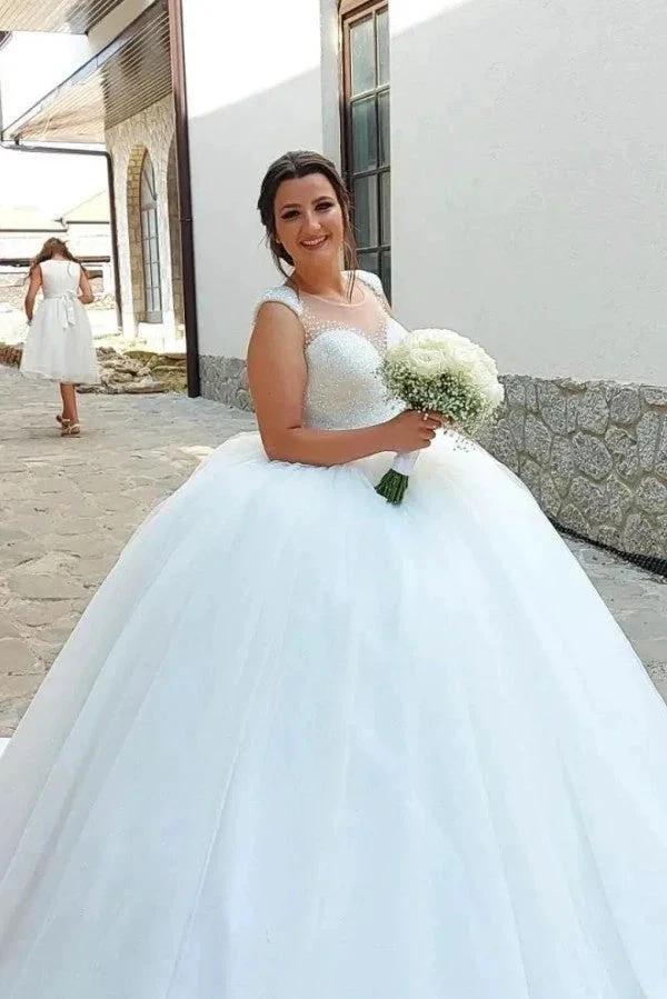 Designer Princess Long A-line Sequined Sleeveless Wedding Dresses (ZD14838)