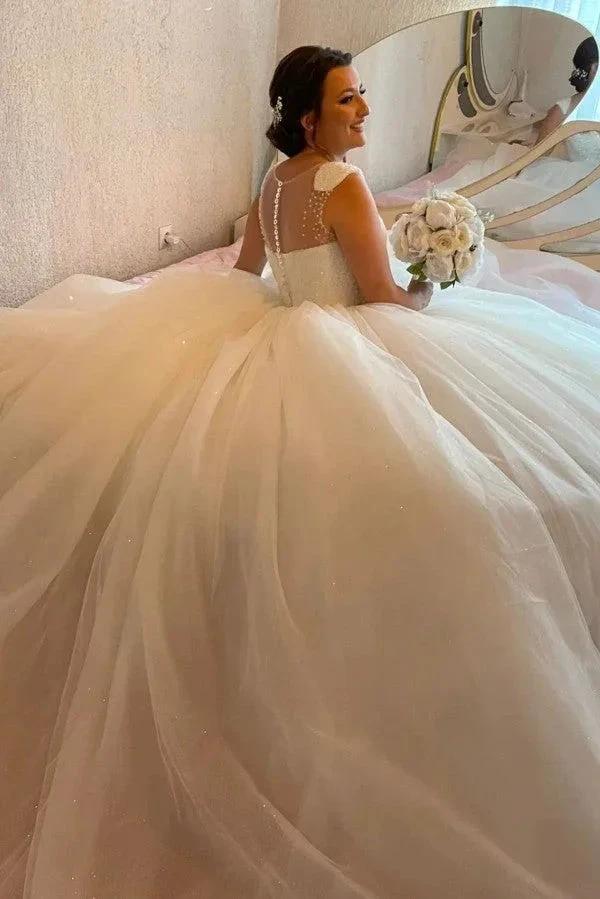 Designer Princess Long A-line Sequined Sleeveless Wedding Dresses (ZD14838)