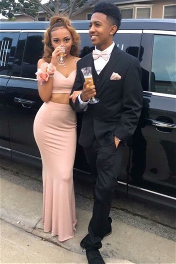 Designer Three-Piece Black Slim-Fit Prom Suit with Notch Lapel