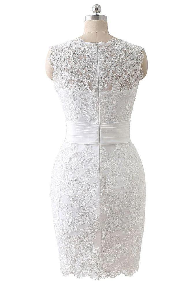 Detachable Skirt Sheath Scoop Lace Wedding Dresses (ZD13943) - View 2 | VelvetHem