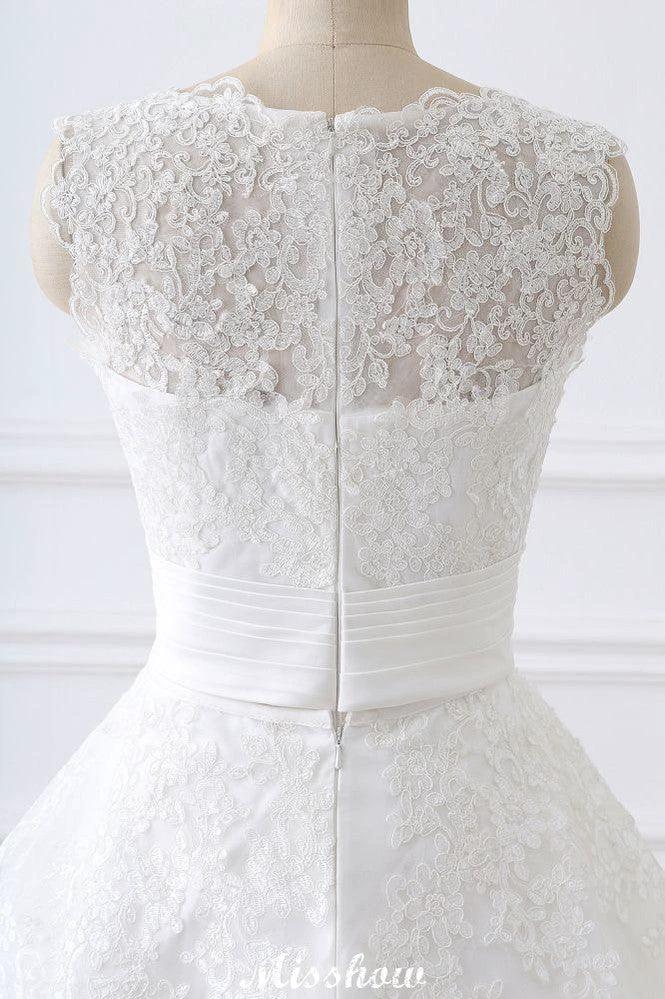 Detachable Skirt Sheath Scoop Lace Wedding Dresses (ZD13943)