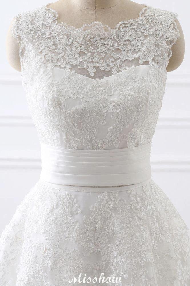 Detachable Skirt Sheath Scoop Lace Wedding Dresses (ZD13943) - View 4 | VelvetHem