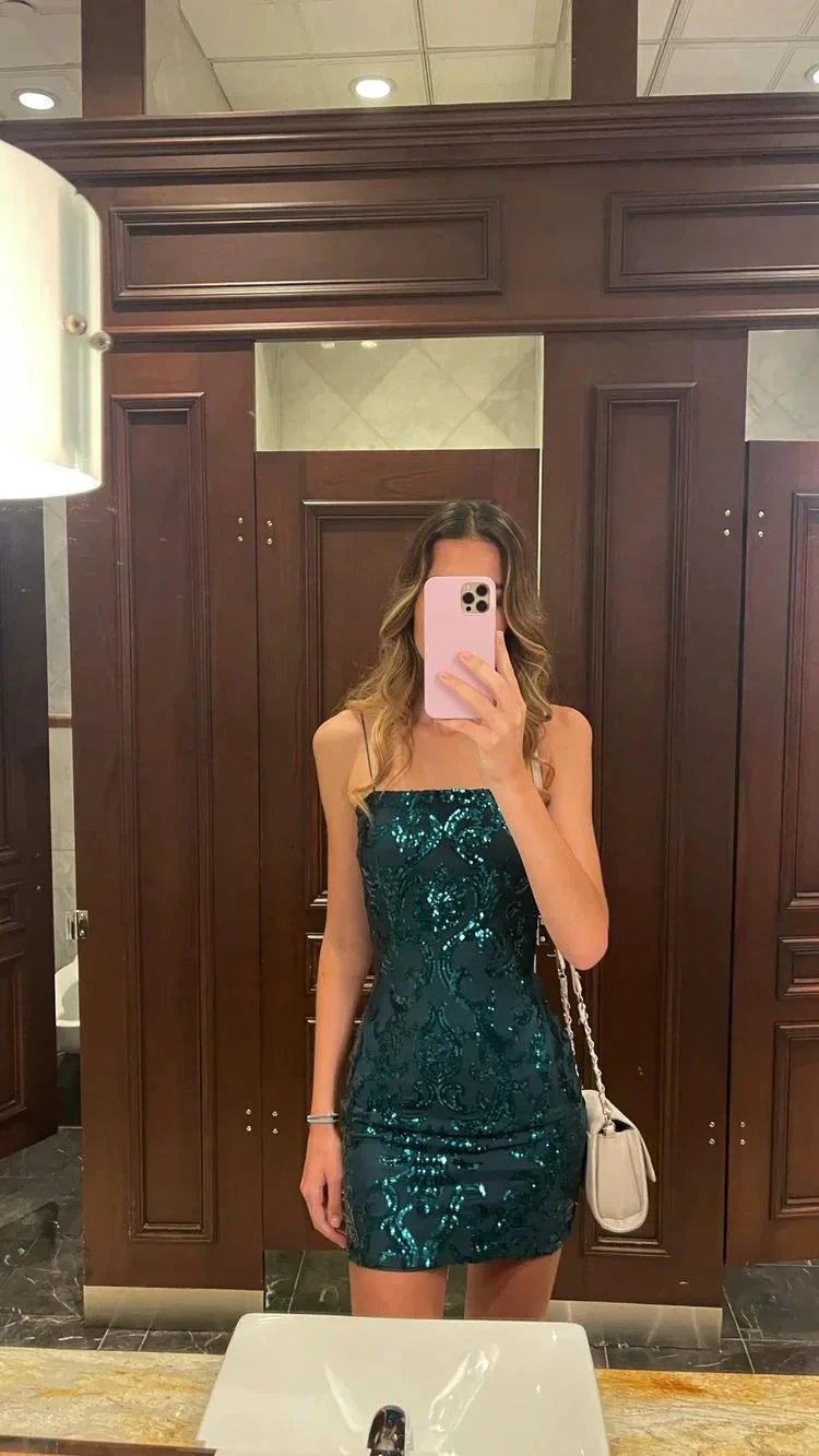 Sequins Mini Dress Short Homecoming Dress,Birthday Party Dress (ZD12409)