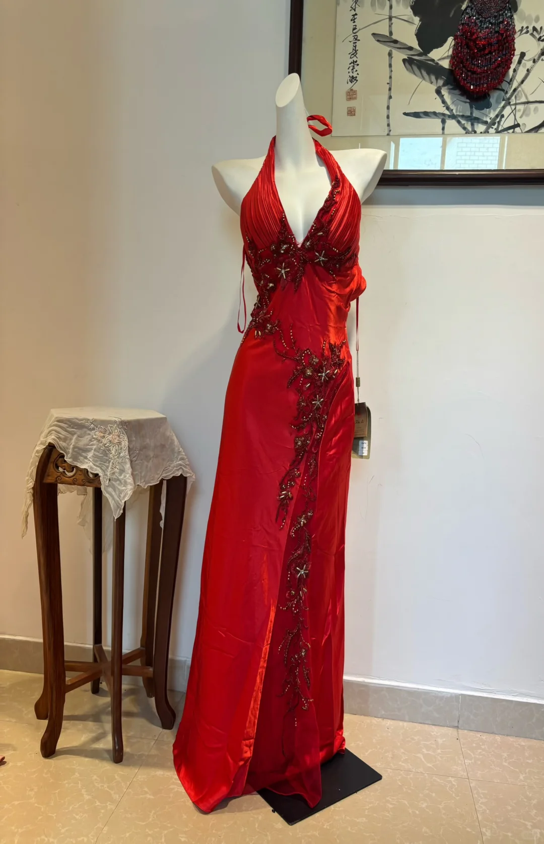Halter Red Backless Long Prom Dress Backless Formal Evening Party Gown
