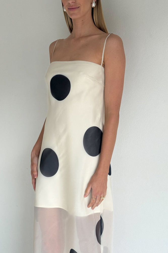 Polka Dot Bodycon Cami Maxi Dress - View 4 | VelvetHem