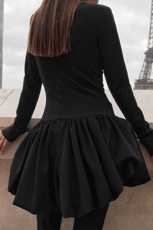 Y2K Fitted High Neck Mini Work Dress - View 8 | VelvetHem