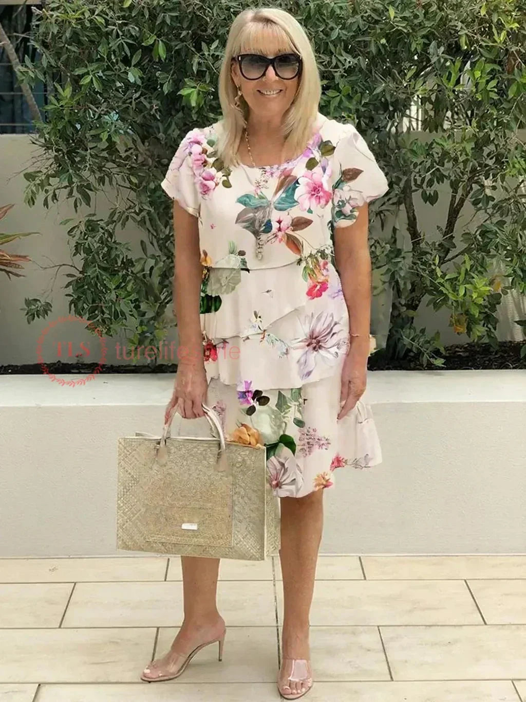 Úrsula Chic Pleated Floral Print Ruched Dress Designer Edit