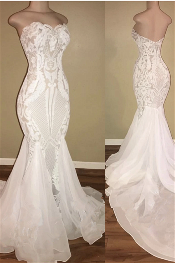 Different Sweetheart Mermaid White Summer Wedding Dresses