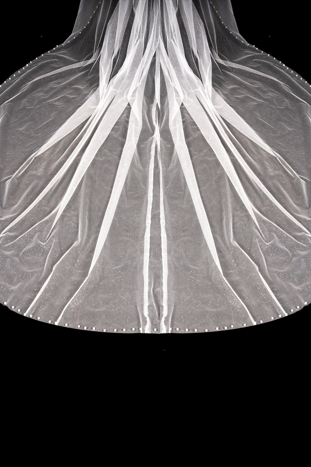 Dominic Elegant Long Tulle With Pearls Wedding Veils