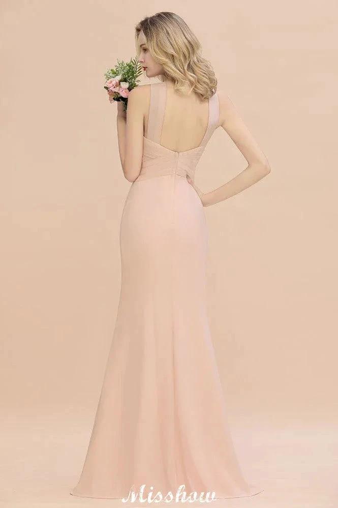 Dreamful Halter Slim Mermaid Bridesmaid Dress Floor Length Party Dress (ZD12891)