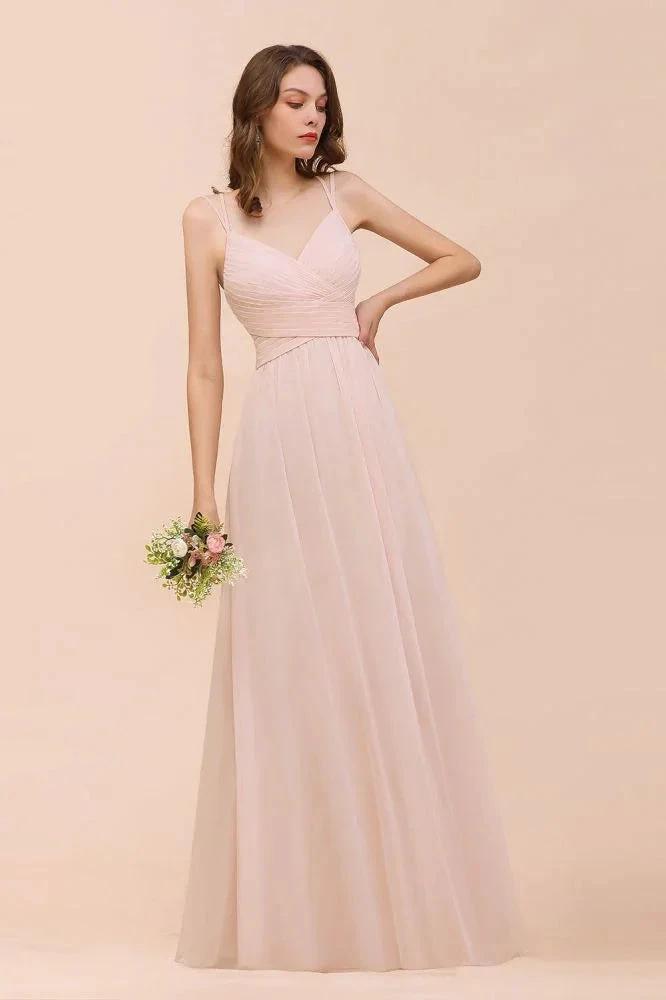 Dusty Pink Sleeveless A-line Wedding Guest Dress Beach Bridesmaid Dress (ZD13020)