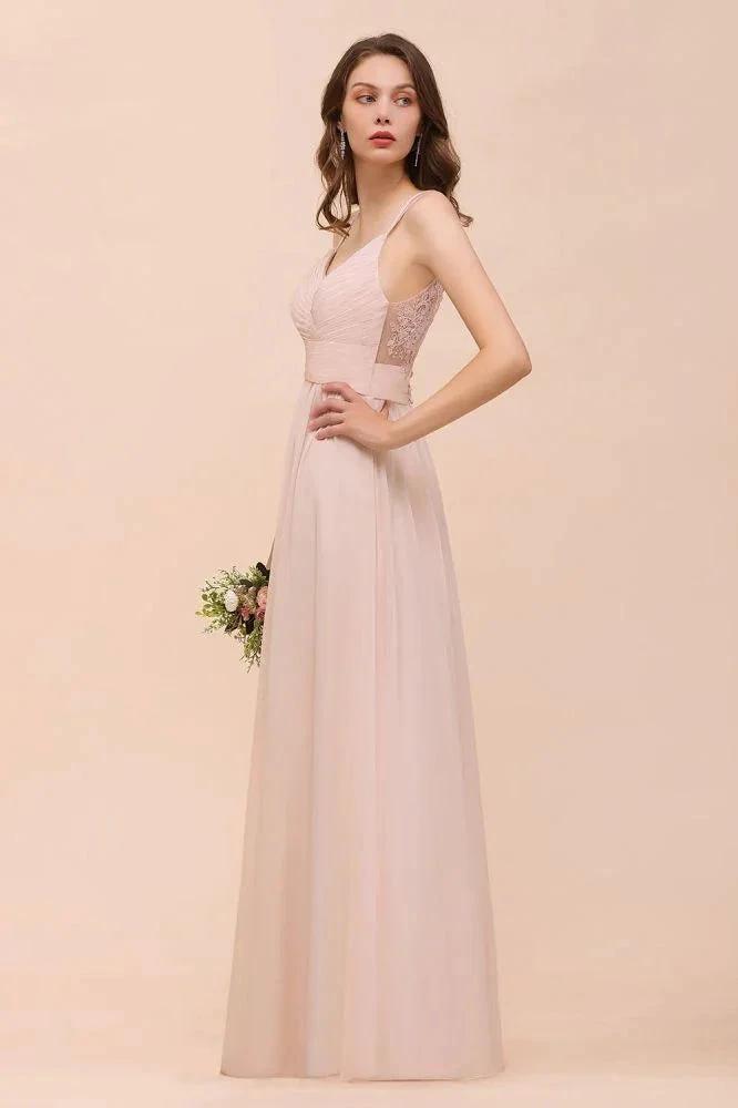 Dusty Pink Sleeveless A-line Wedding Guest Dress Beach Bridesmaid Dress (ZD13020) - View 7 | VelvetHem