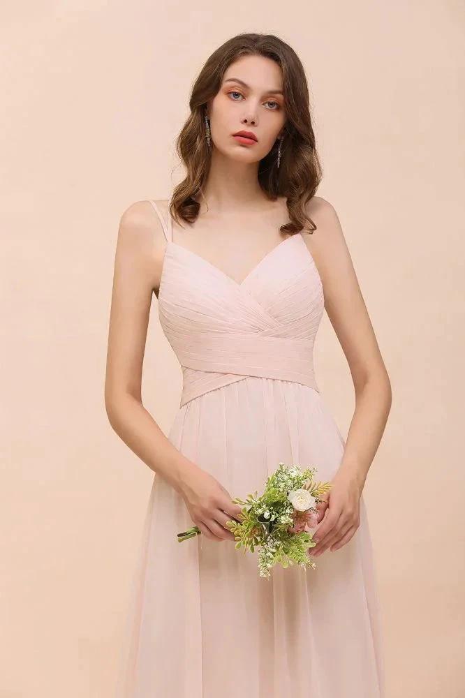 Dusty Pink Sleeveless A-line Wedding Guest Dress Beach Bridesmaid Dress (ZD13020) - View 8 | VelvetHem