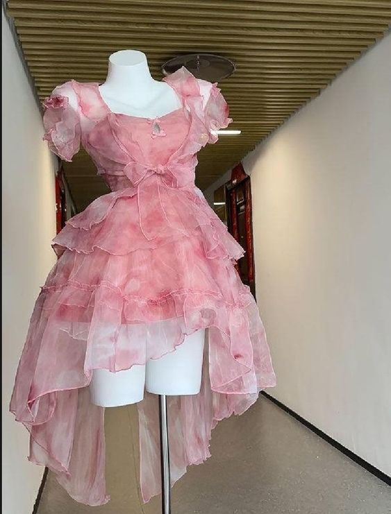 Sweet Pink Tulle Layered Homecoming Dress Cute Short Prom Dress - FashionDia
