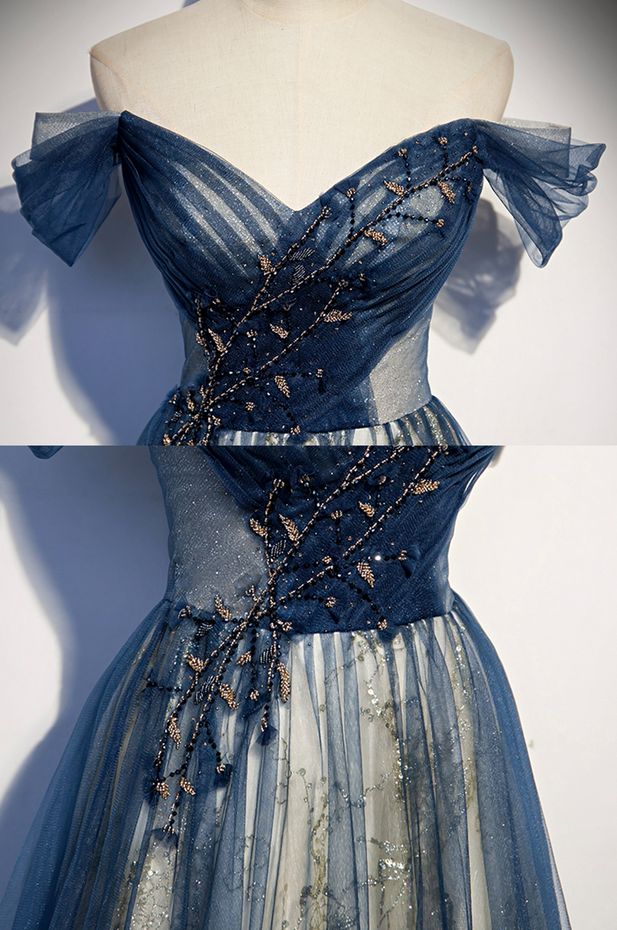tulle long Off-the-Shoulder Evening Dresses - View 3 | FashionDia