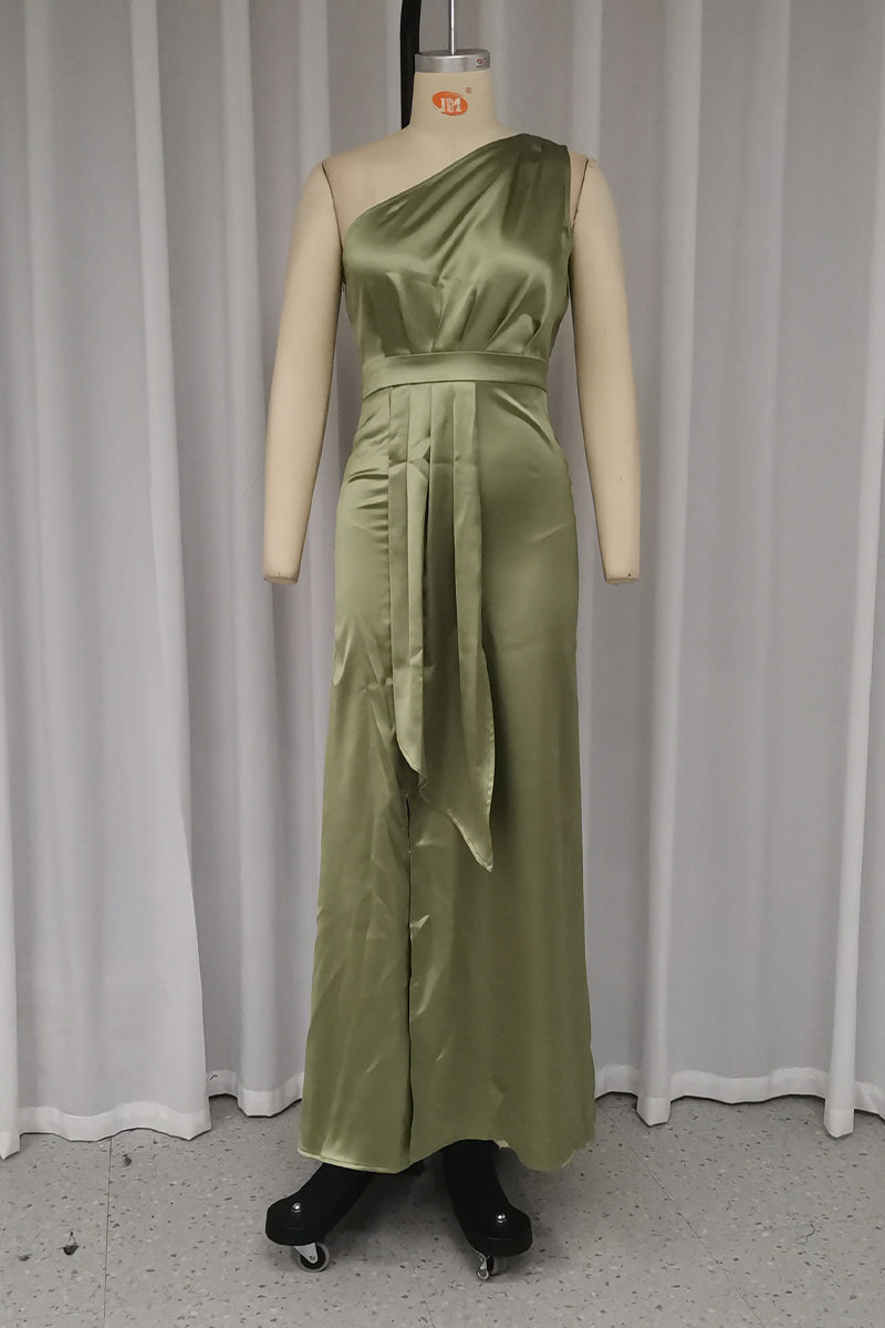 Sexy Slit Ruched Sloping Shoulder Evening Dresses - View 5 | VelvetHem