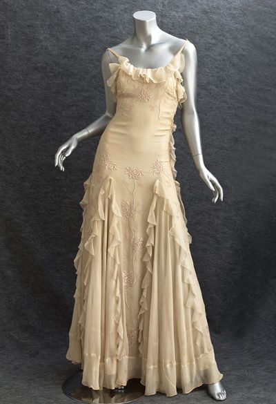 Vintage Spaghetti Straps Yellow Chiffon Ruffles Evening Dress Prom Dress
