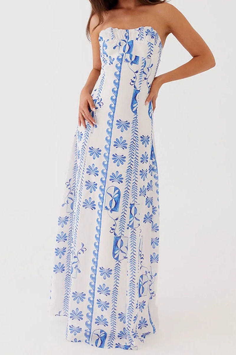 Off-the-Shoulder A-Line Maxi Floral Dress - View 3 | FashionDia