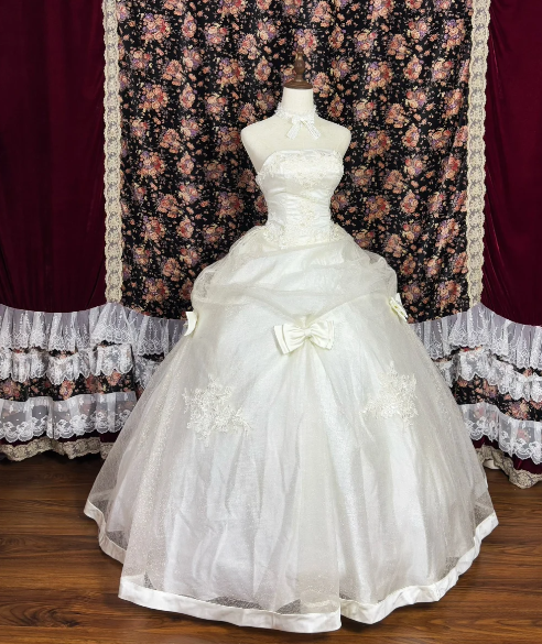 Strapless A Line White Birthday Dress Sweet Wedding Dress J8632