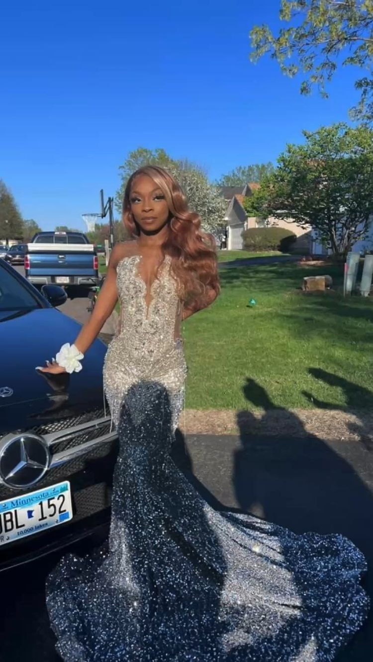 Sparkly Silver Sequins Long Prom Dress Mermaid Evening Dress Y1705 - VelvetHem