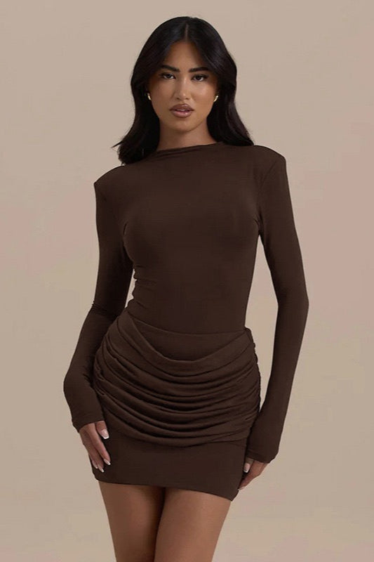 Slim-Fit Ruched Bardot Work Dress - View 2 | VelvetHem