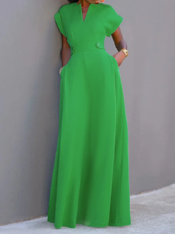 Flying Sleeves Solid Color Split-Joint V-Neck Evening Dresses Maxi Dresses - View 8 | VelvetHem