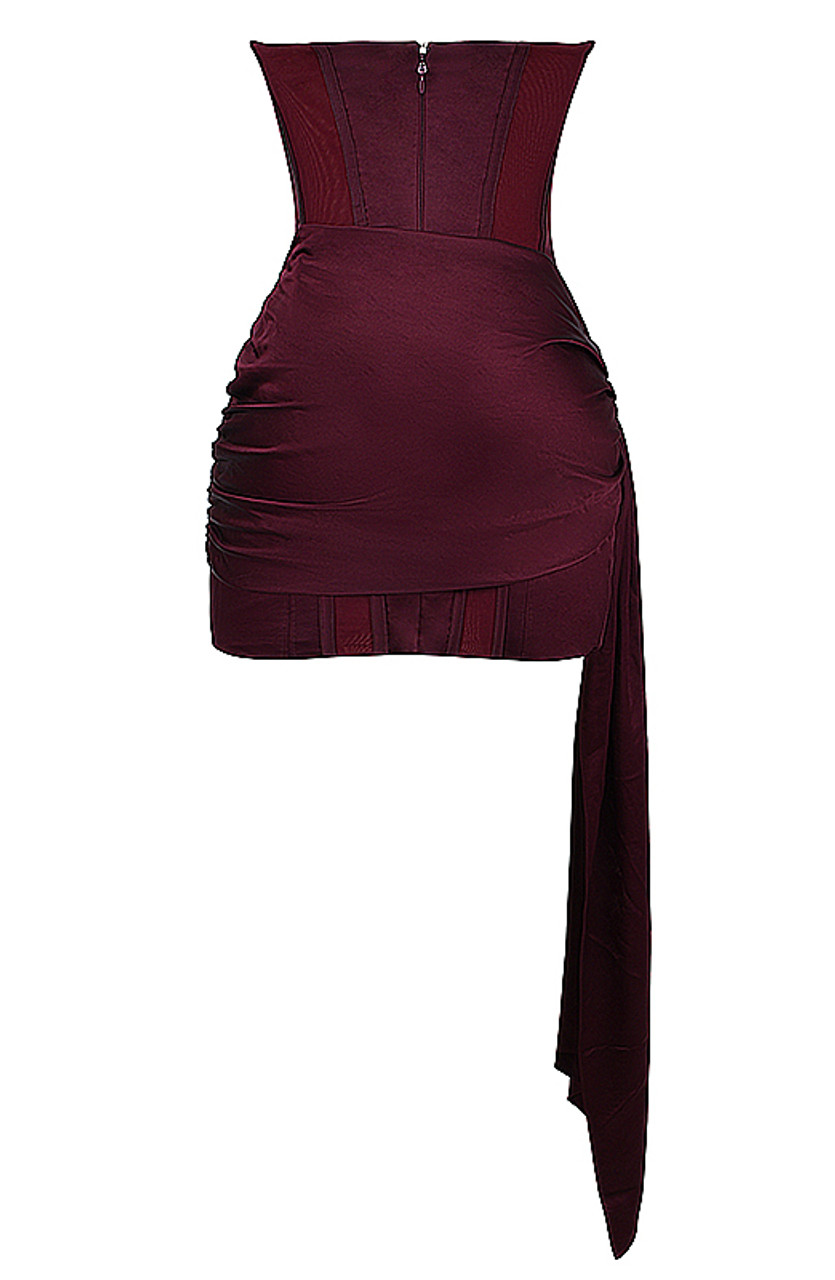 Vintage Burgundy Satin Homecoming Dress Short Prom Dress - View 2 | FashionDia