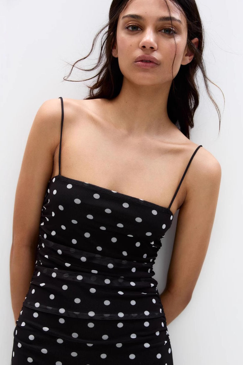 Polka Dot Cami Bodycon Maxi Dress
