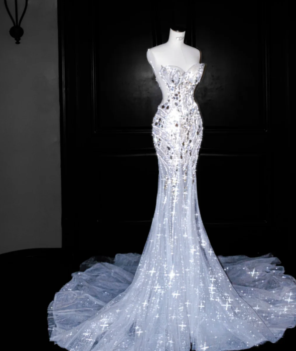 Luxurious Beading Prom Party Dress Sexy Mermaid Evening Dress 22nd Birthday Outfit - FashionDia